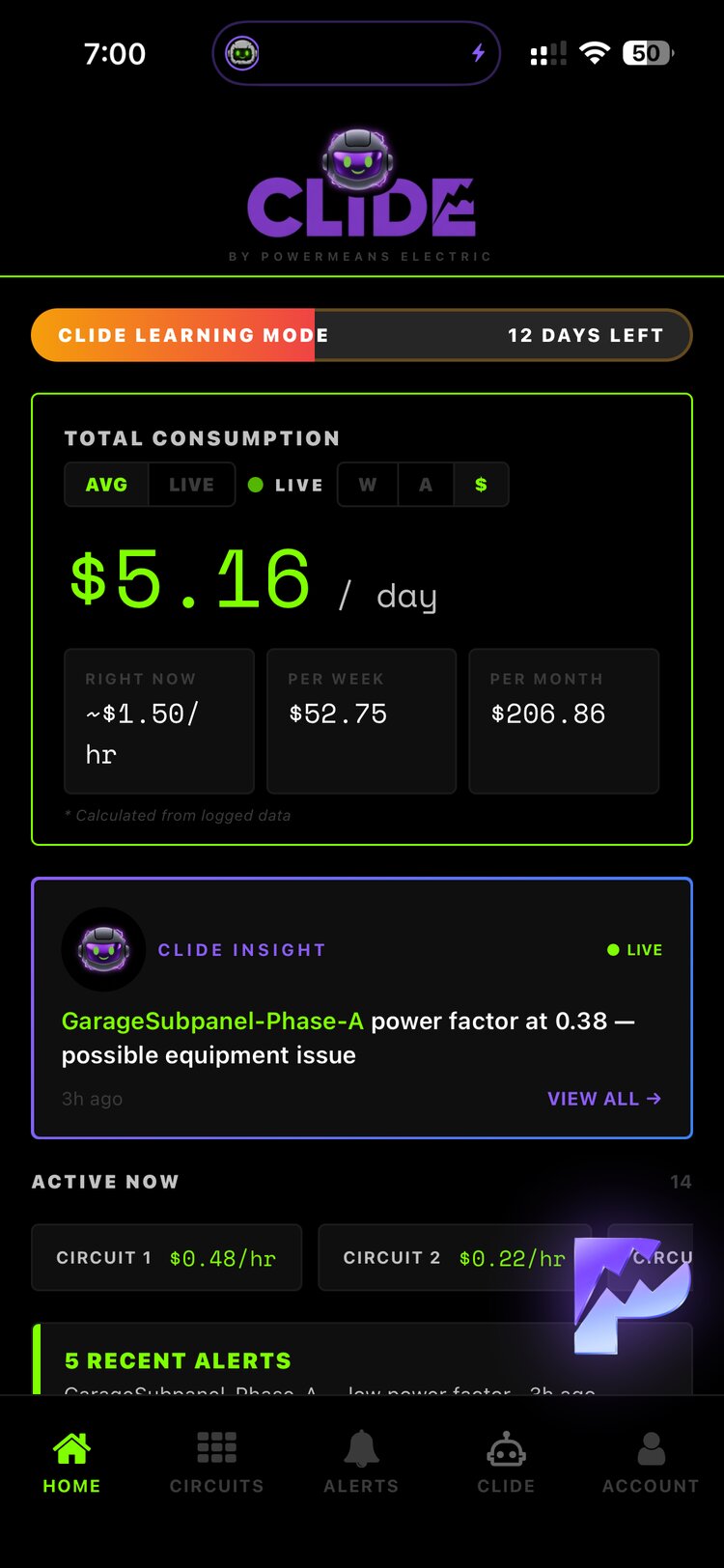 Home dashboard